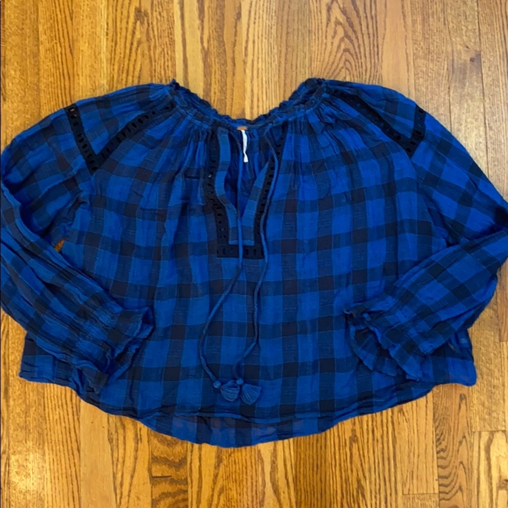 Free People plaid boho blouse